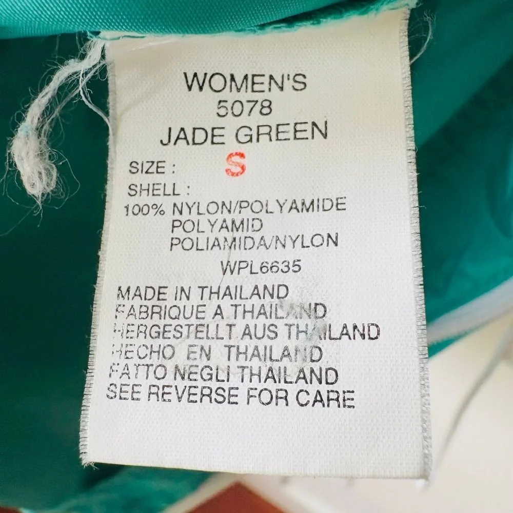 WOOLRICH Vintage Jade Green Lightweight Hooded Windbreaker Cinched Jacket SM-MED